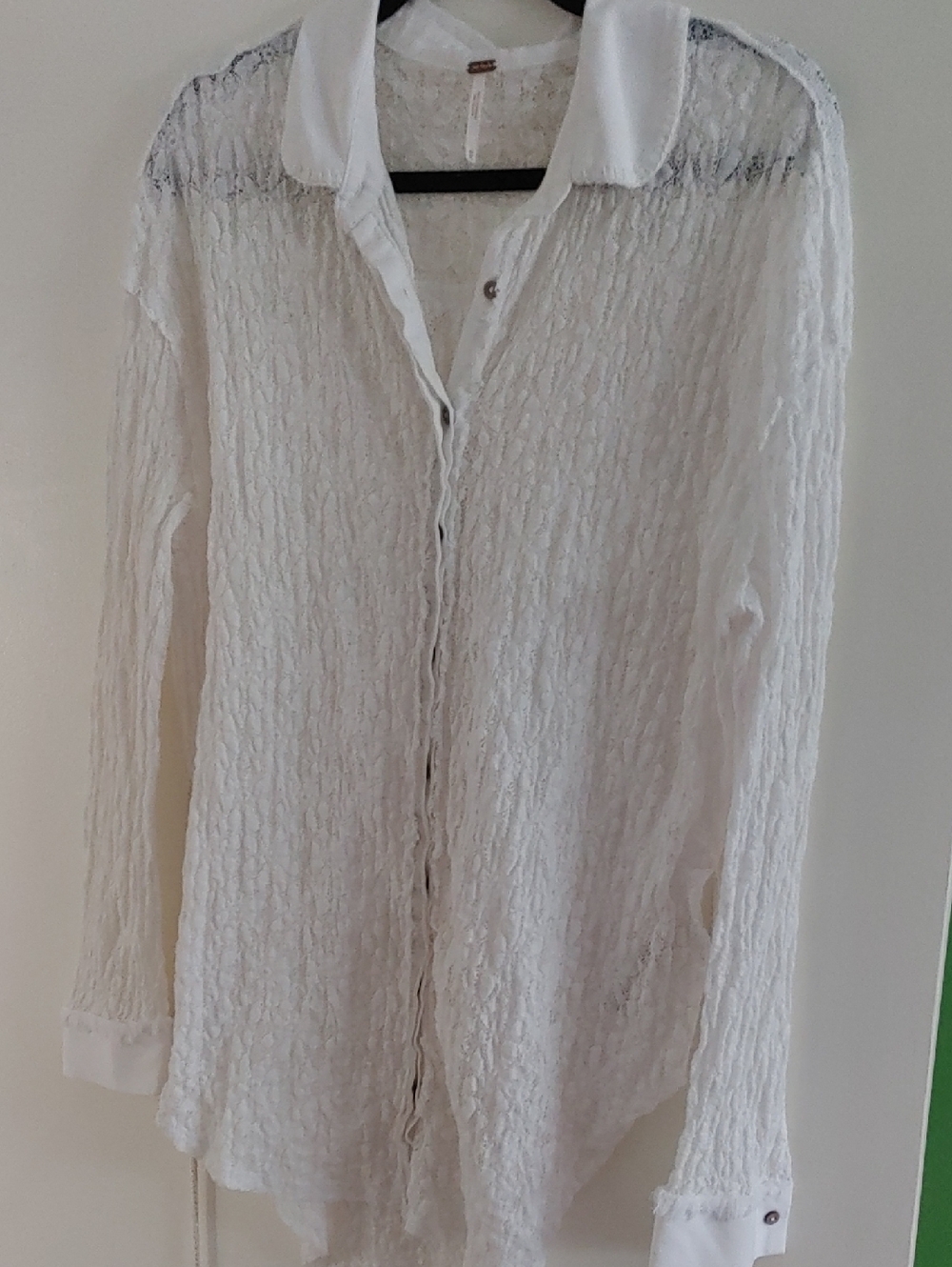 Free People White Lace Overlay Top
